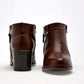 Botin Casual Moramora Mujer Flor Camel Tacon 6 Cm