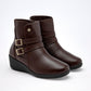 Botin Casual Piel Moramora Mujer Maite Cafe Plataforma 4 Cm
