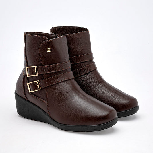 Botin Casual Piel Moramora Mujer Maite Cafe Plataforma 4 Cm