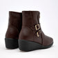 Botin Casual Piel Moramora Mujer Maite Cafe Plataforma 4 Cm