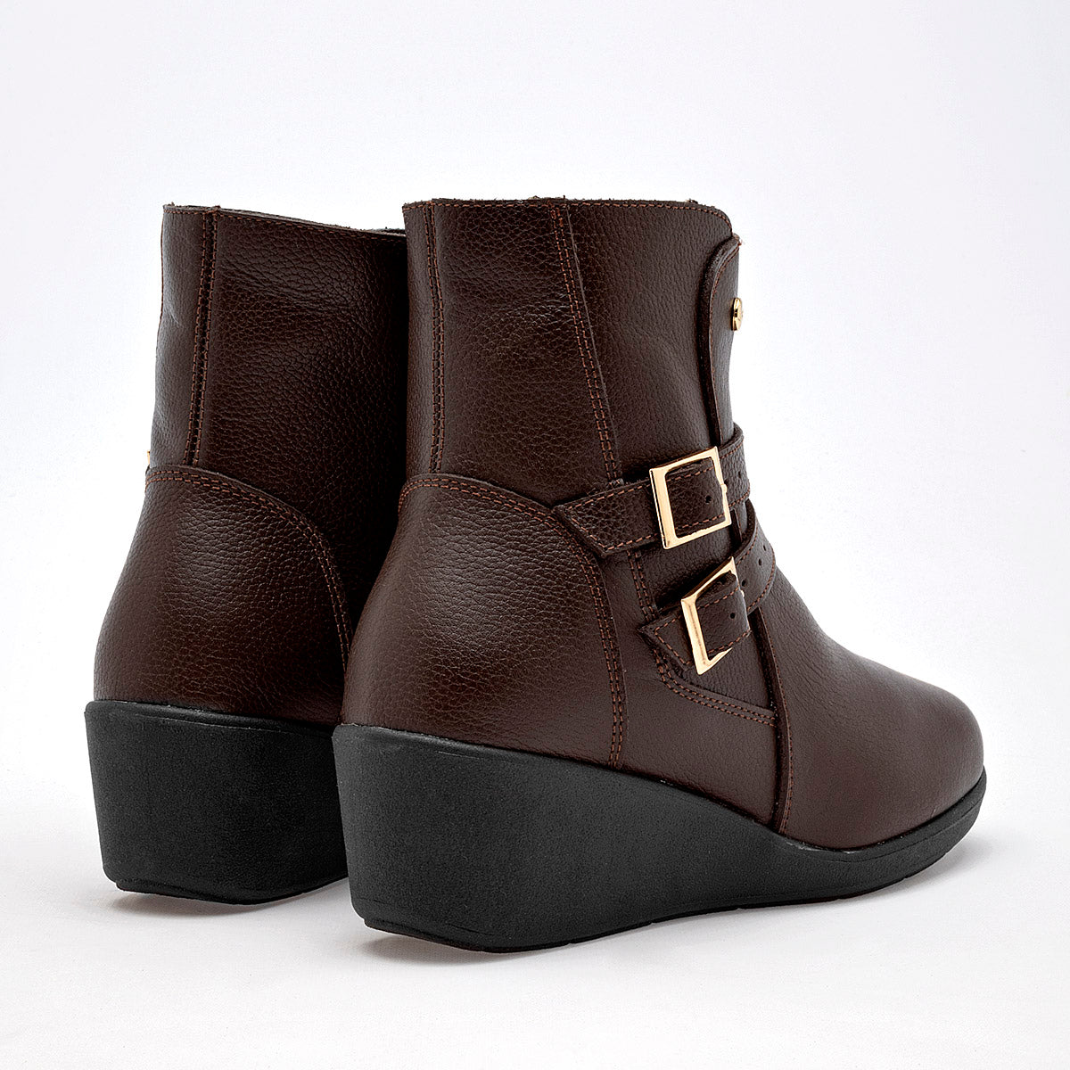 Botin Casual Piel Moramora Mujer Maite Cafe Plataforma 4 Cm