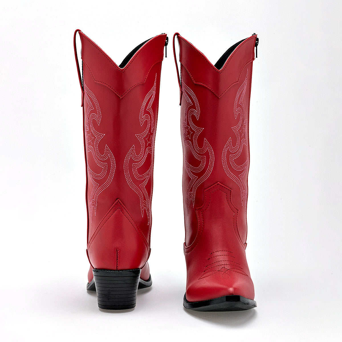 Bota Vaquera Moramora Para Mujer Shirly Color Rojo Tacon 6cm Tubo 30 Cm