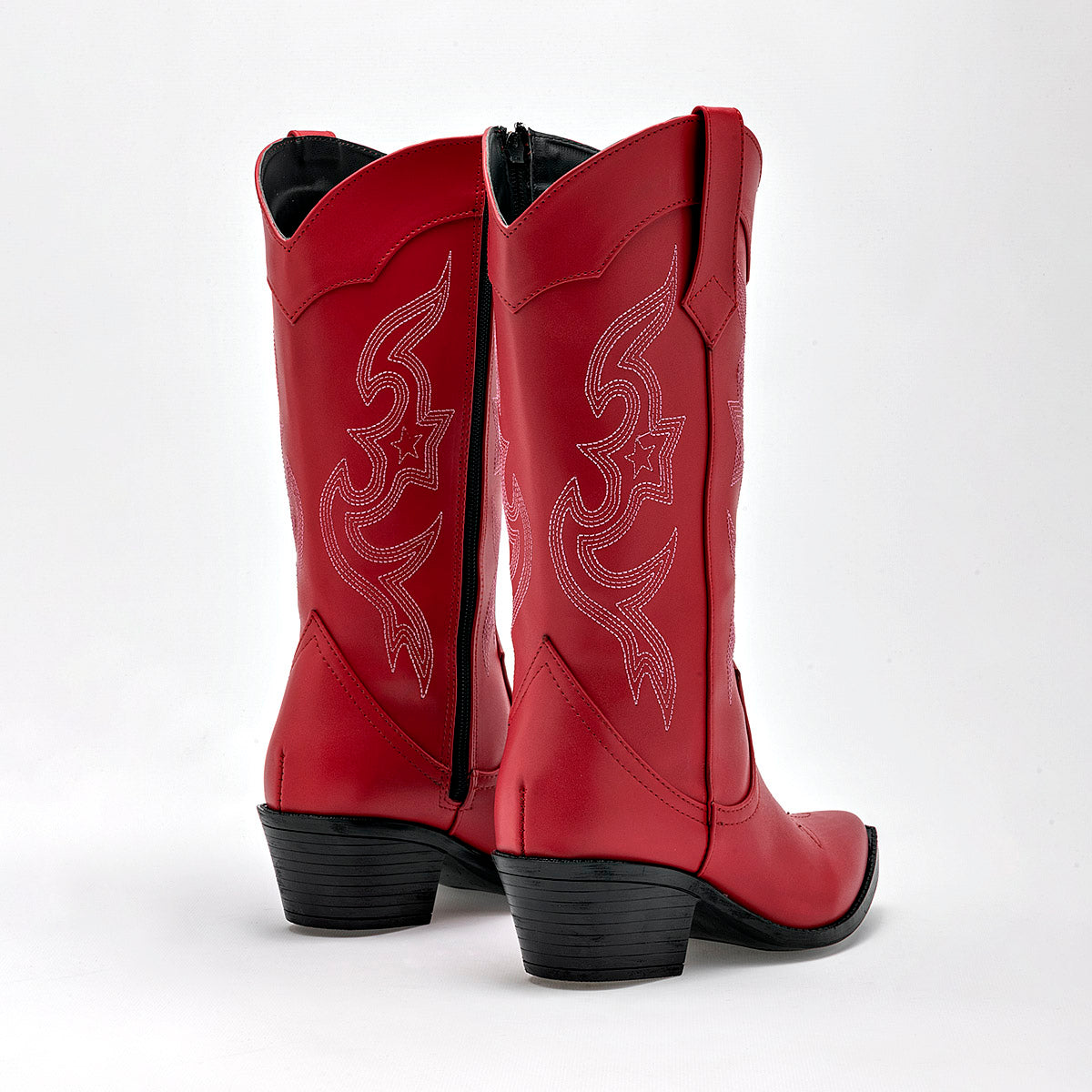 Bota Vaquera Moramora Para Mujer Shirly Color Rojo Tacon 6cm Tubo 30 Cm
