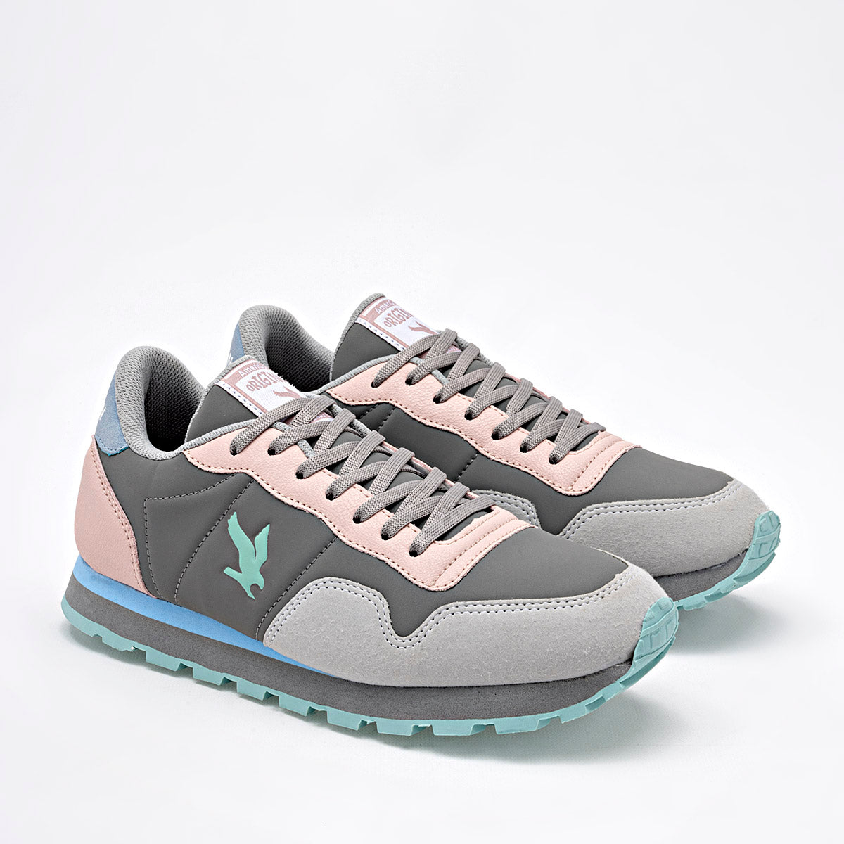 TENIS URBANO MUJER AMERICAN FIRE 7134 GRIS ROSA VERDE