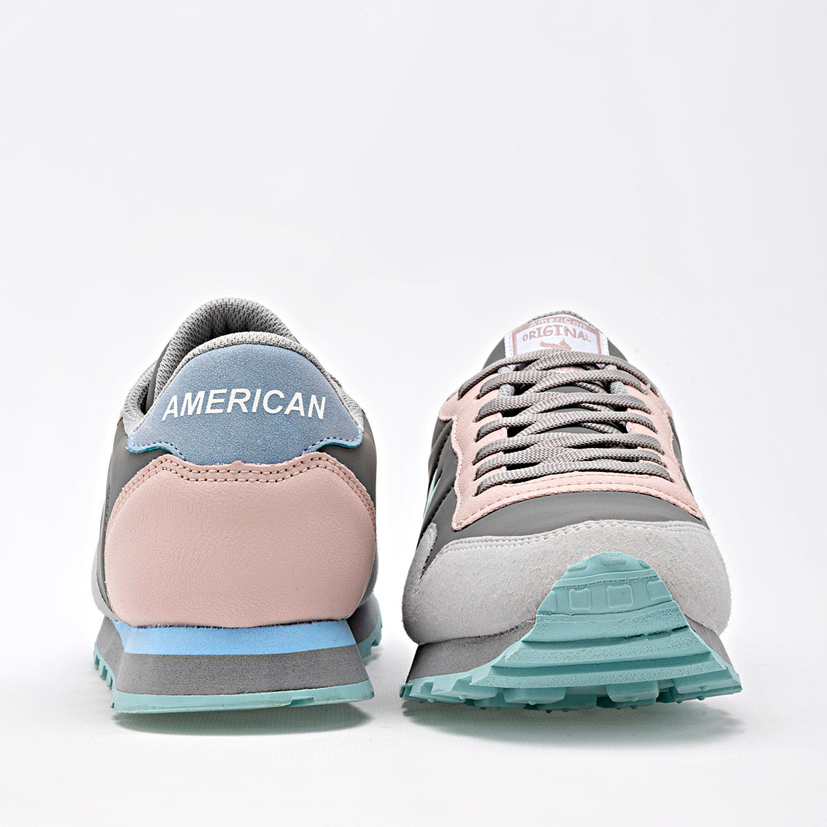 TENIS URBANO MUJER AMERICAN FIRE 7134 GRIS ROSA VERDE