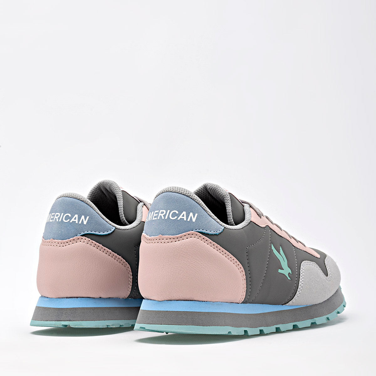 TENIS URBANO MUJER AMERICAN FIRE 7134 GRIS ROSA VERDE