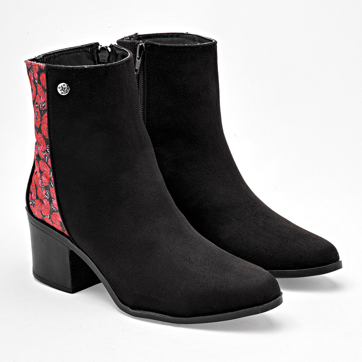 Botin Casual Mora Tierra Mujer Zoey Negro Tacon 6 Cm