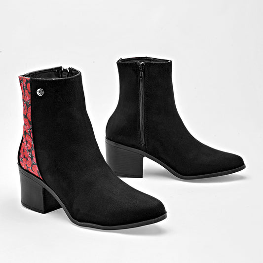      Botin Casual Mora Tierra Mujer Zoey Negro Tacon 6 Cm