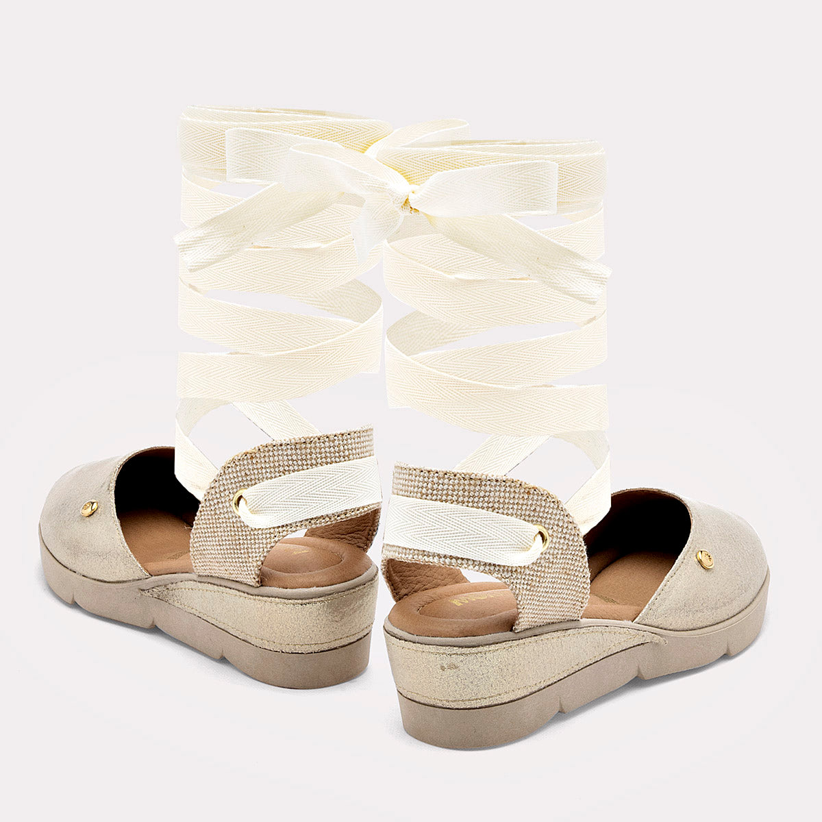 Alpargata De Tiras Moramora Mujer 24820045 Dorado Tacon 4 Cm