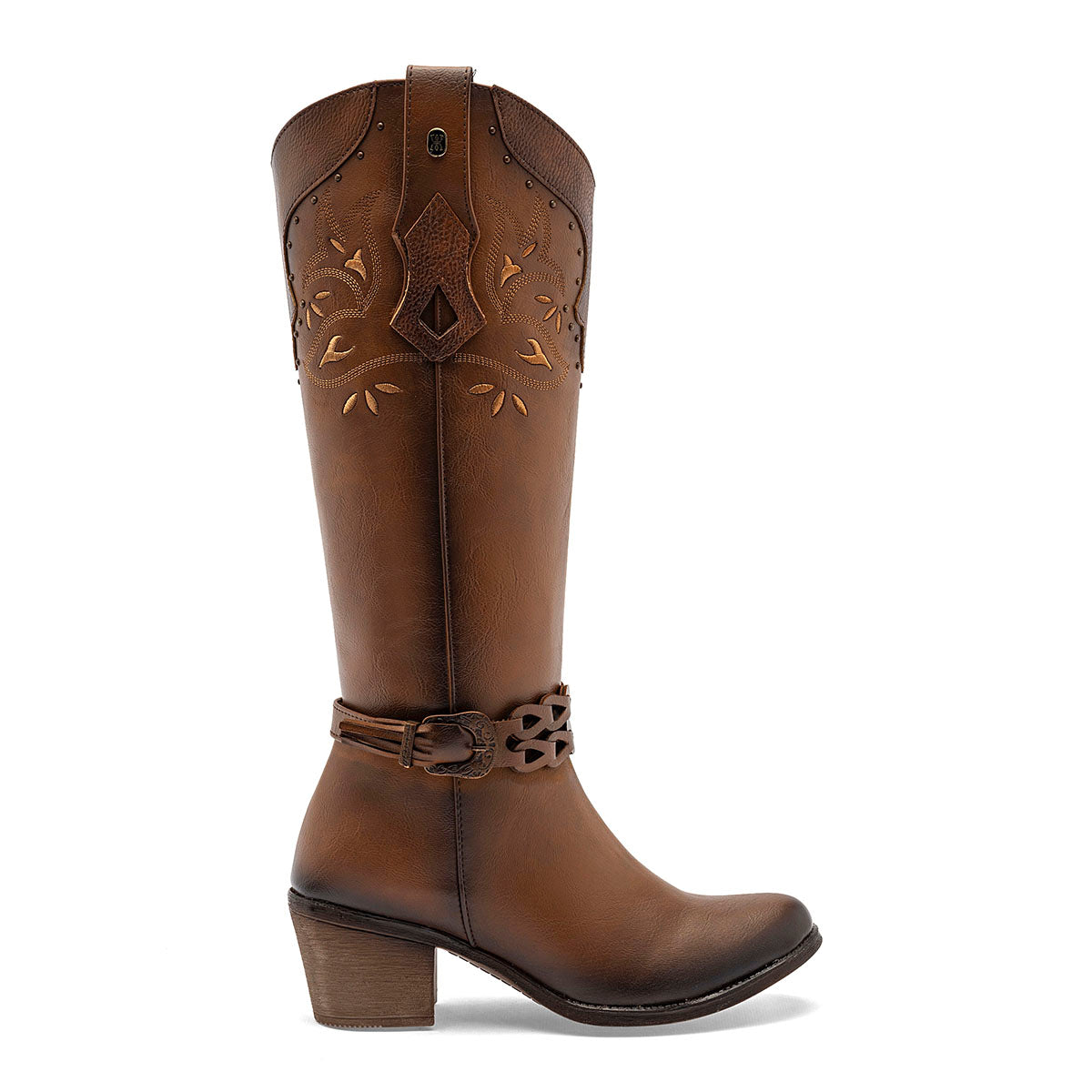 Bota vaquera para Mujer marca Mora west Laila Color Cafe Tacon 6cm Tubo 36cm