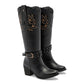 Bota vaquera para Mujer marca Mora west Laila Negro Tacon 6 cm Tubo 36 cm