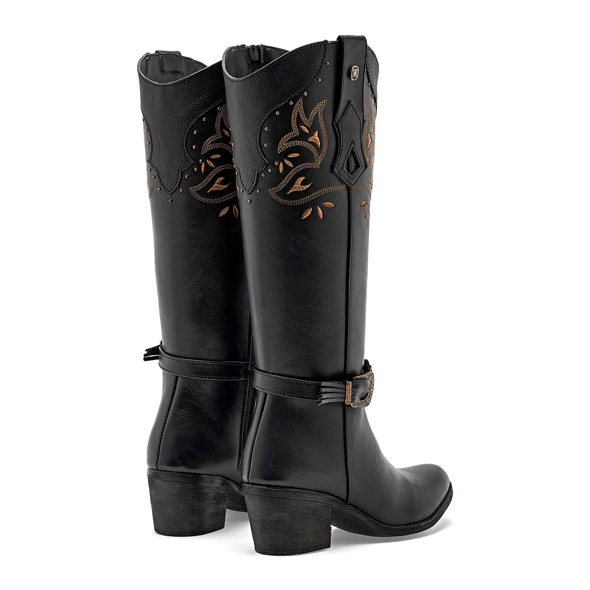 Bota vaquera para Mujer marca Mora west Laila Negro Tacon 6 cm Tubo 36 cm