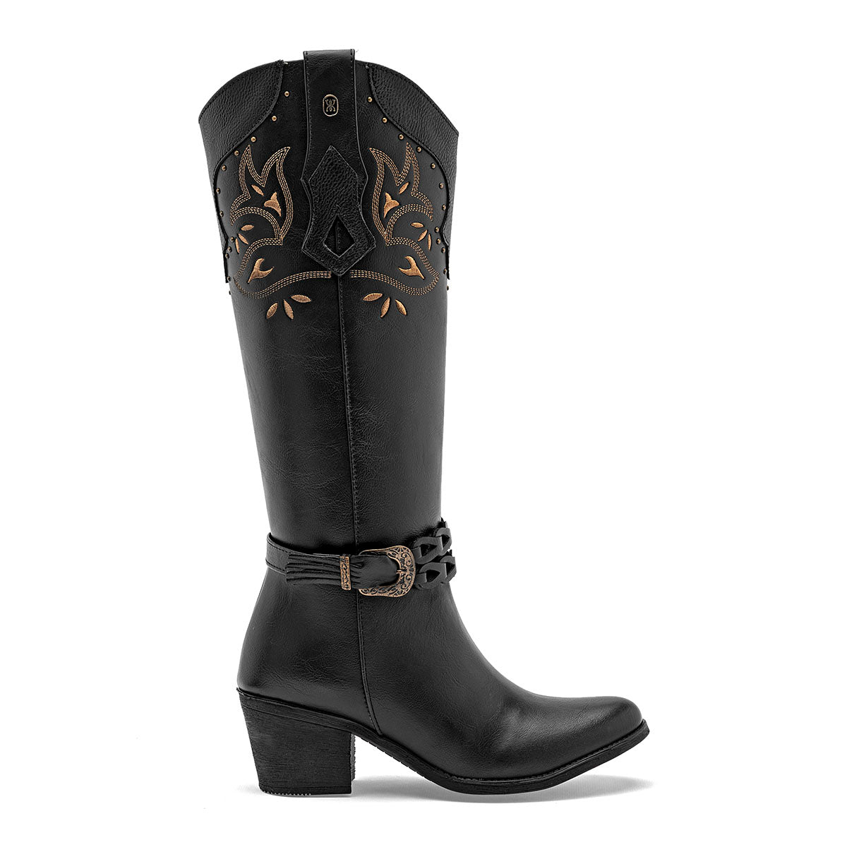 Bota vaquera para Mujer marca Mora west Laila Negro Tacon 6 cm Tubo 36 cm