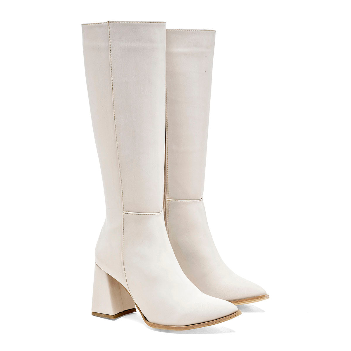 Bota Elegante para Mujer marca Mimar 721 Marfil Tacon 8cm Tubo 36cm