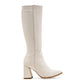 Bota Elegante para Mujer marca Mimar 721 Marfil Tacon 8cm Tubo 36cm