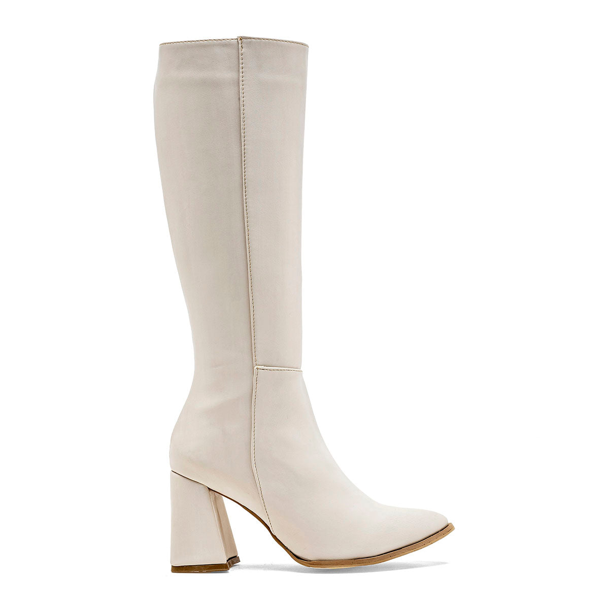 Bota Elegante para Mujer marca Mimar 721 Marfil Tacon 8cm Tubo 36cm