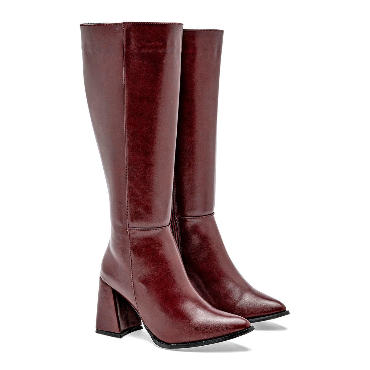 Bota Elegante para Mujer marca Mimar 721 Vino Tacon 8cm Tubo 36cm