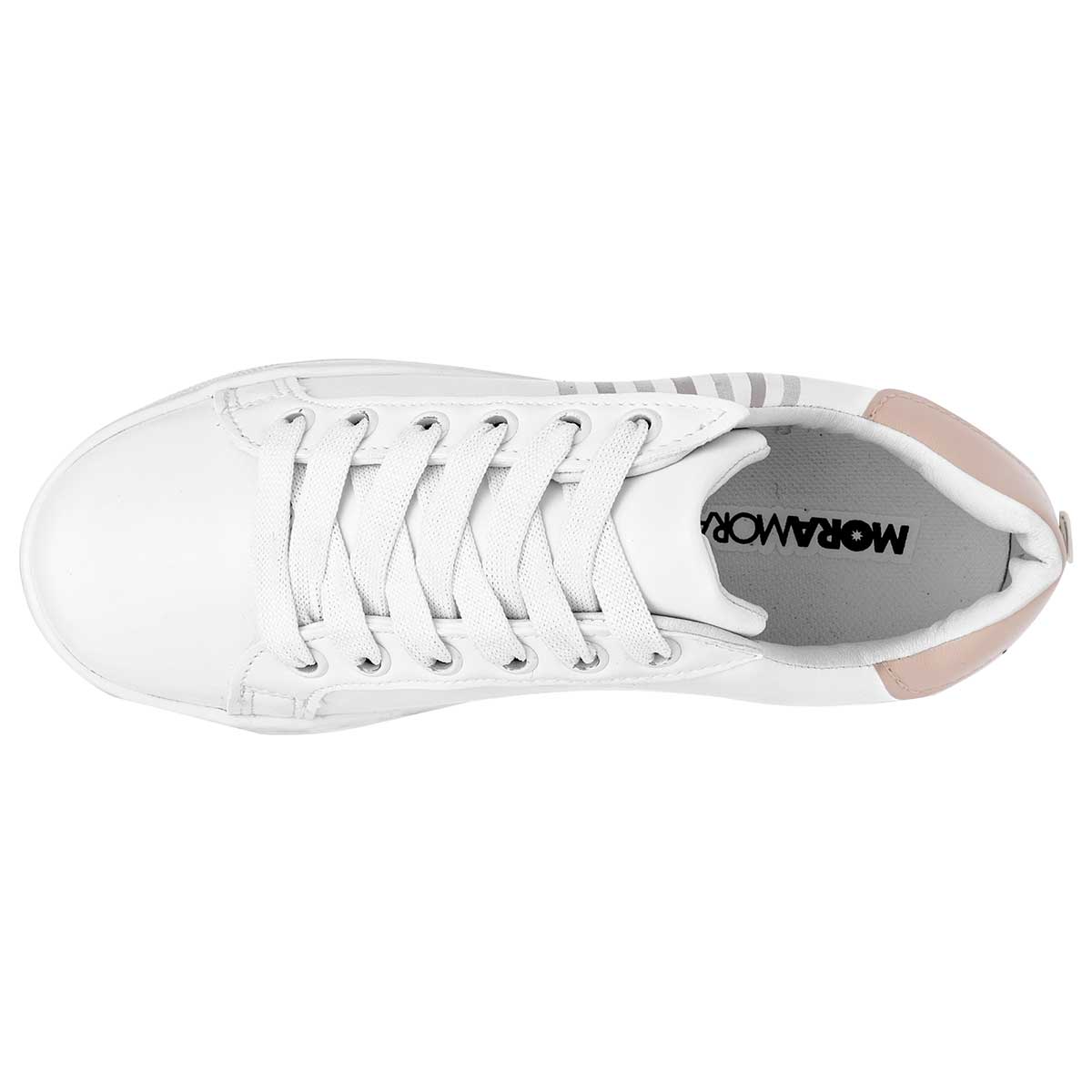 TENIS URBANO MUJER MORAMORA SABINA BLANCO ROSA PLATA