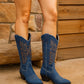 Bota vaquera mezclilla moramora paramujer 1108010 azul tacon 5cm tubo 29cm
